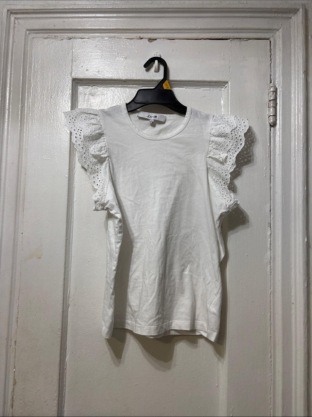 Joe's Jeans White Eyelet Flutter Tank
